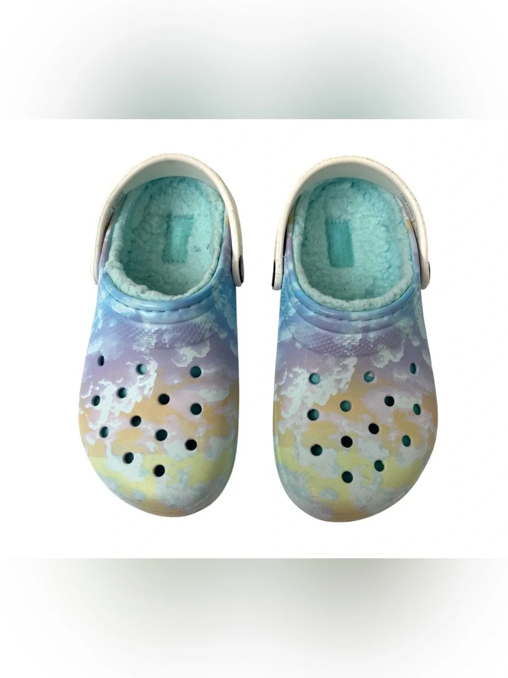 CROCS - Kids Girls Size 13 (C13) Multicolor Tie Dye with Fuzzy Lining